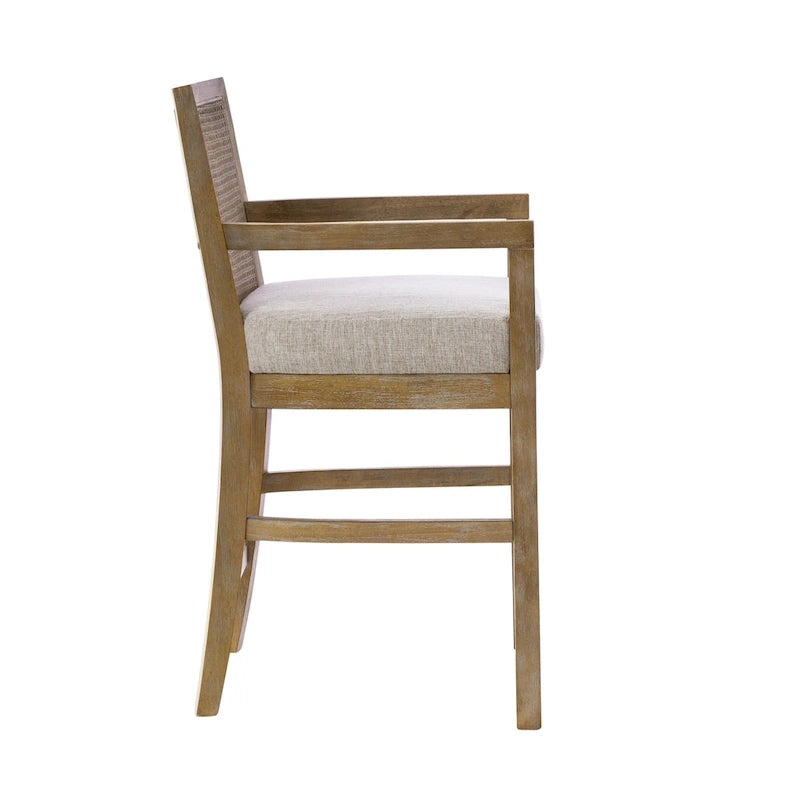 Tabouret de comptoir Madison Park Blaine crème/rotin naturel recyclé