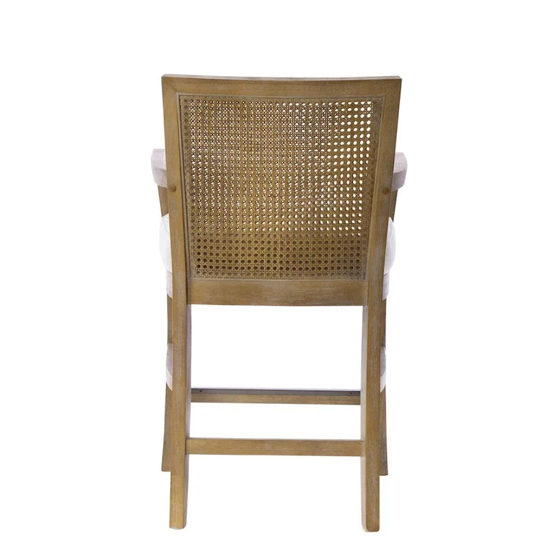 Tabouret de comptoir Madison Park Blaine crème/rotin naturel recyclé
