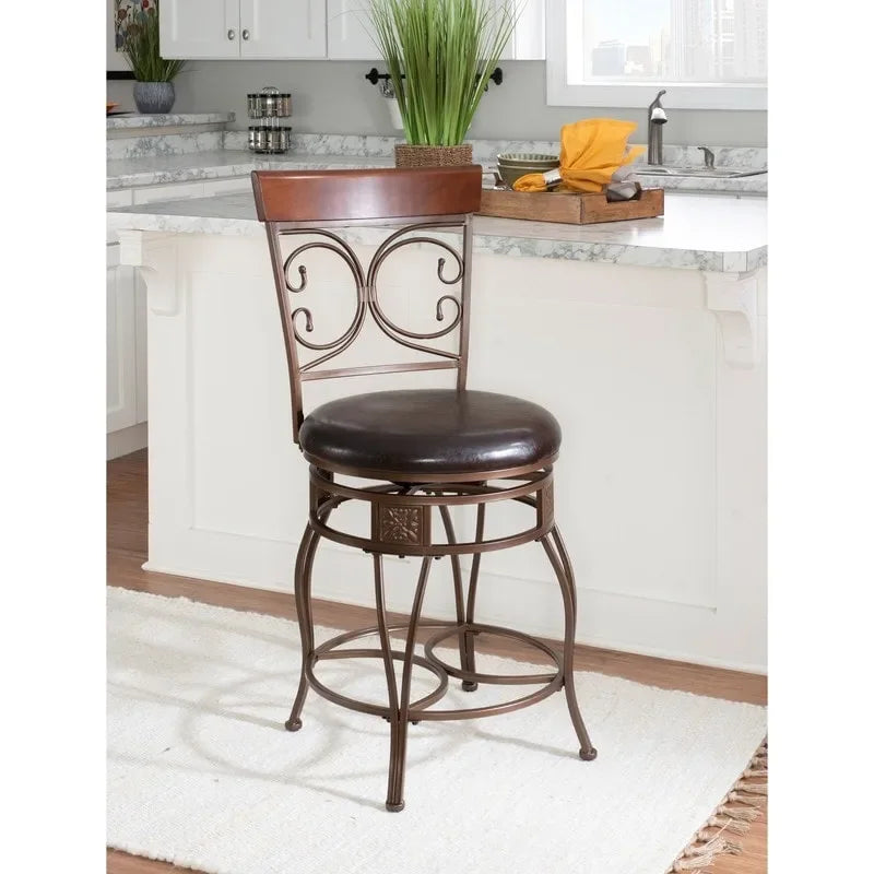 Tabouret de comptoir pivotant en métal et bois Onyx Grand format 360°