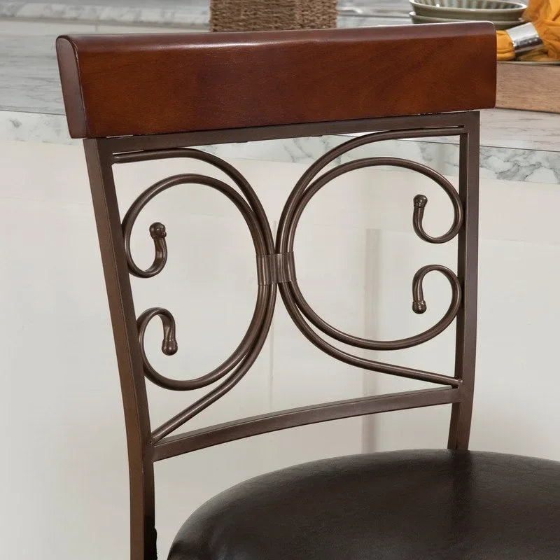 Tabouret de comptoir pivotant en métal et bois Onyx Grand format 360°