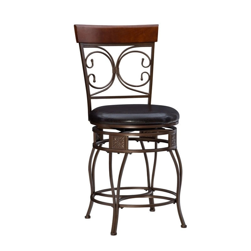 Tabouret de comptoir pivotant en métal et bois Onyx Grand format 360°