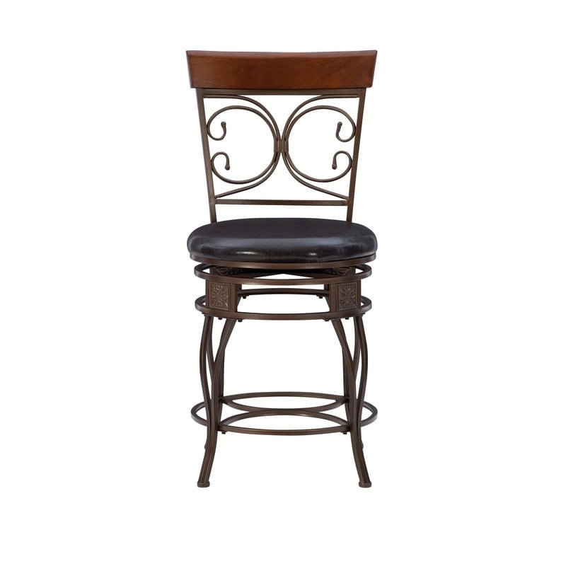 Tabouret de comptoir pivotant en métal et bois Onyx Grand format 360°