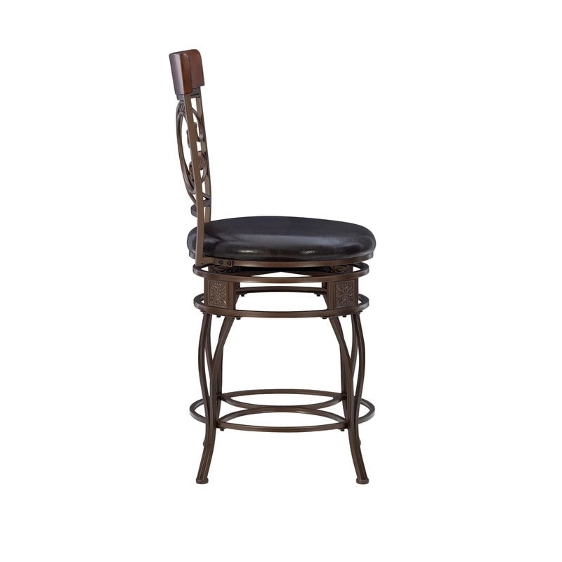 Tabouret de comptoir pivotant en métal et bois Onyx Grand format 360°