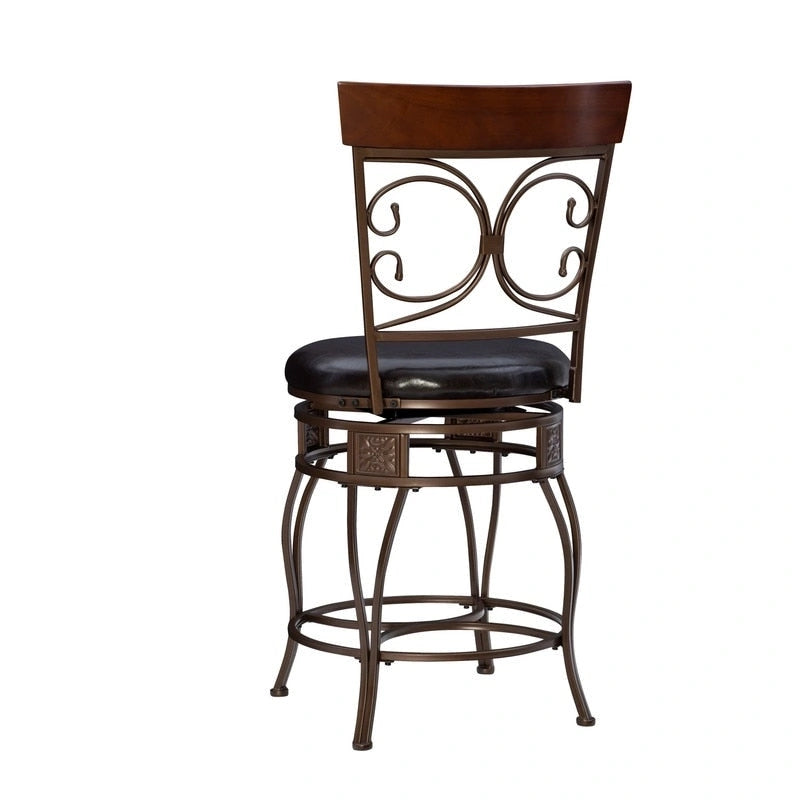 Tabouret de comptoir pivotant en métal et bois Onyx Grand format 360°