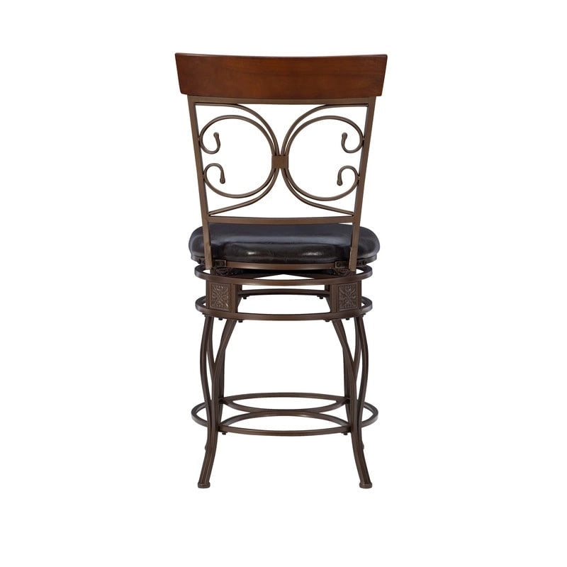Tabouret de comptoir pivotant en métal et bois Onyx Grand format 360°