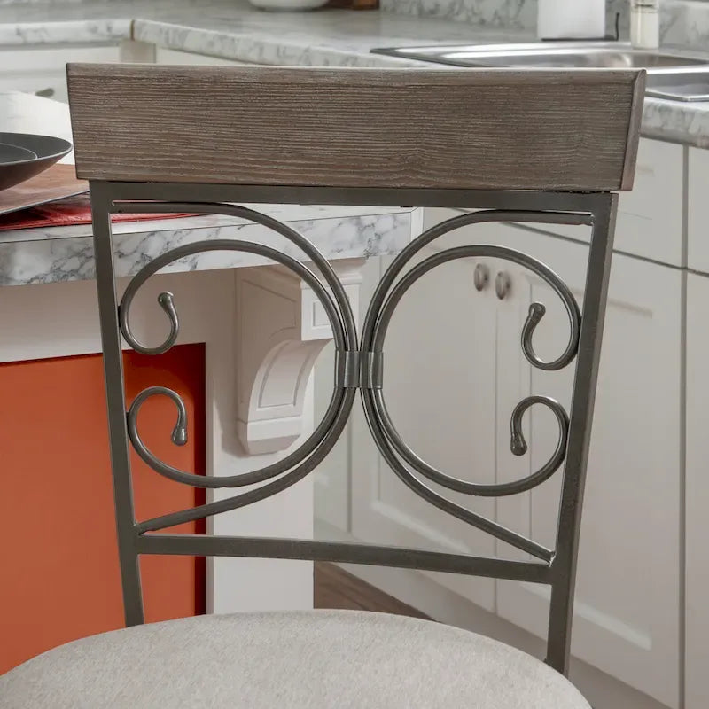 Tabouret de comptoir pivotant en métal et bois Onyx Grand format 360°