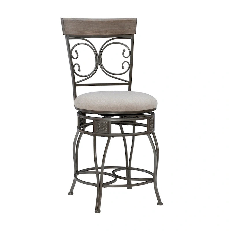 Tabouret de comptoir pivotant en métal et bois Onyx Grand format 360°