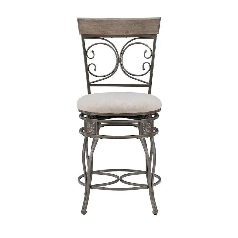 Tabouret de comptoir pivotant en métal et bois Onyx Grand format 360°