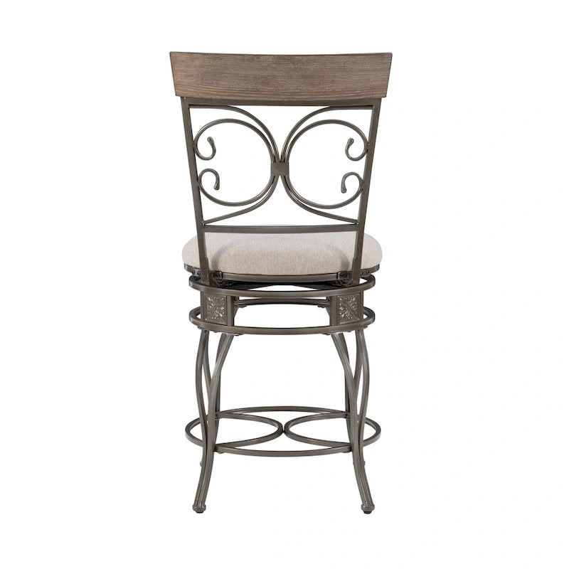 Tabouret de comptoir pivotant en métal et bois Onyx Grand format 360°