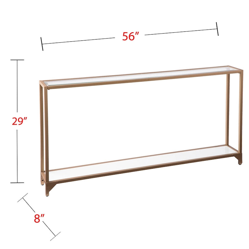 Table console étroite SEI Furniture Grant avec étagère en verre