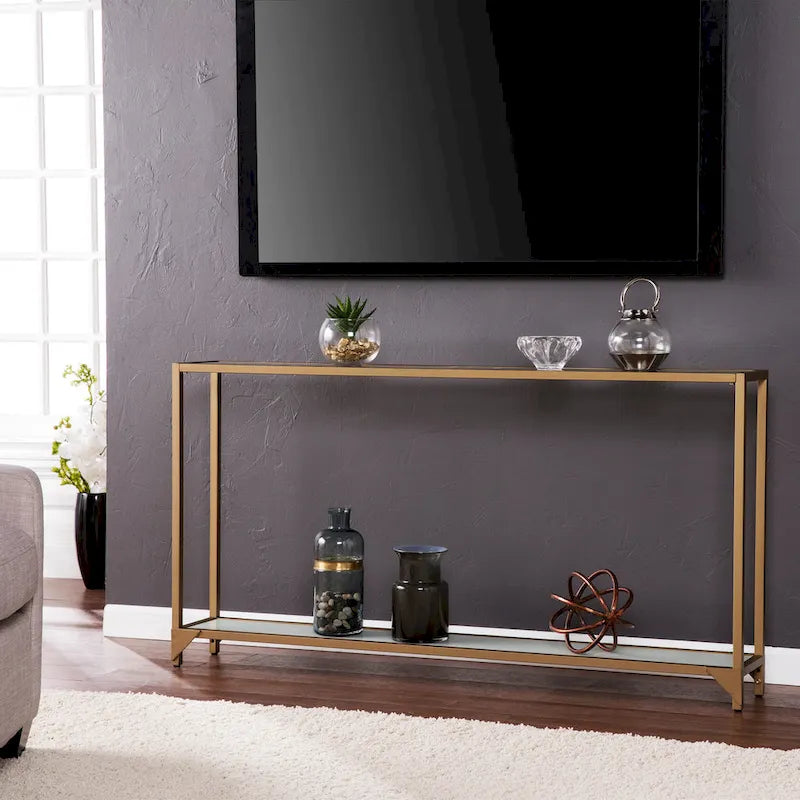 Table console étroite SEI Furniture Grant avec étagère en verre