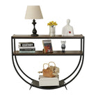 48 Table console moderne à 3 niveaux pour canapé avec étagères de rangement Table en forme d'arc - 48
