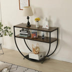 48 Table console moderne à 3 niveaux pour canapé avec étagères de rangement Table en forme d'arc - 48