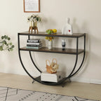 48 Table console moderne à 3 niveaux pour canapé avec étagères de rangement Table en forme d'arc - 48