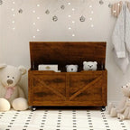 Banc de rangement en bois sur roulettes avec freins