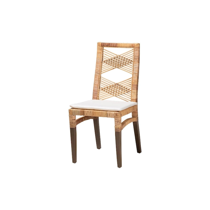 Chaise de salle à manger en rotin brun naturel Poltak, style bohème moderne