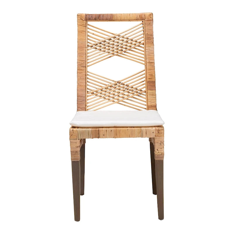 Chaise de salle à manger en rotin brun naturel Poltak, style bohème moderne