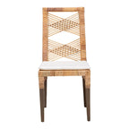 Chaise de salle à manger en rotin brun naturel Poltak, style bohème moderne