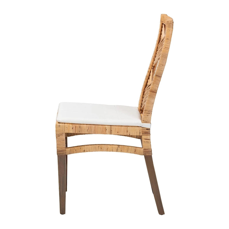 Chaise de salle à manger en rotin brun naturel Poltak, style bohème moderne