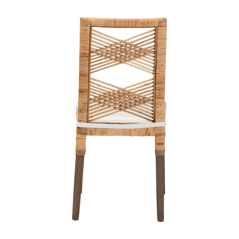 Chaise de salle à manger en rotin brun naturel Poltak, style bohème moderne