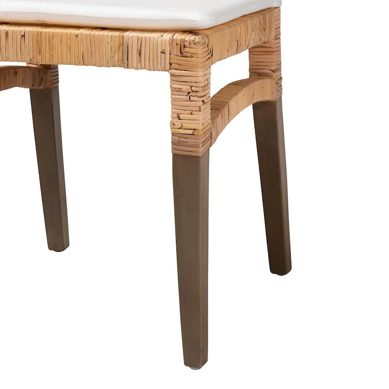 Chaise de salle à manger en rotin brun naturel Poltak, style bohème moderne