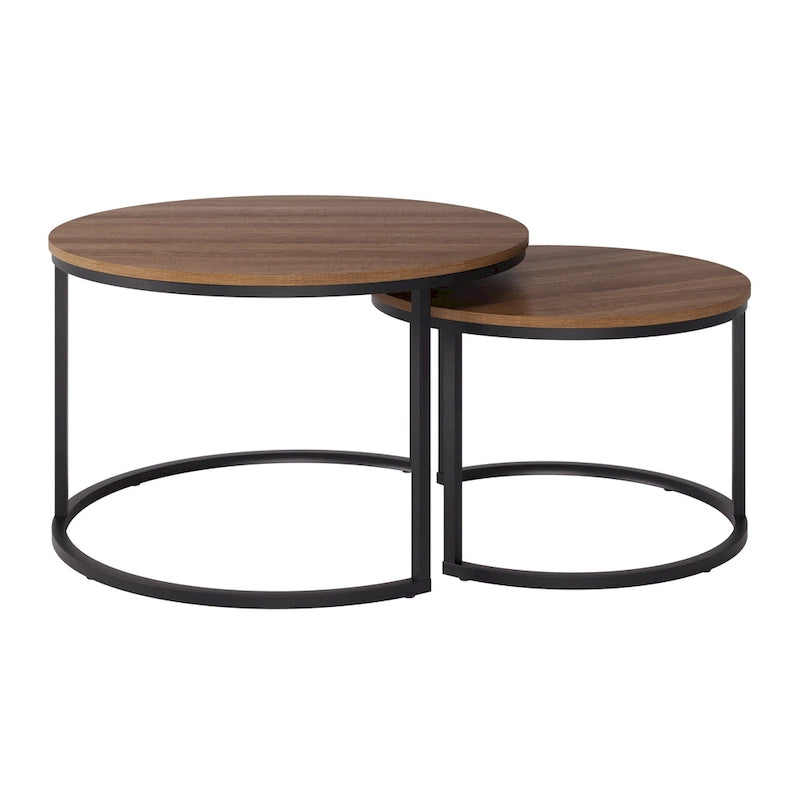 Tables basses gigognes rondes Fort Worth (ensemble de 2), marron
