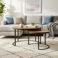 Tables basses gigognes rondes Fort Worth (ensemble de 2), marron