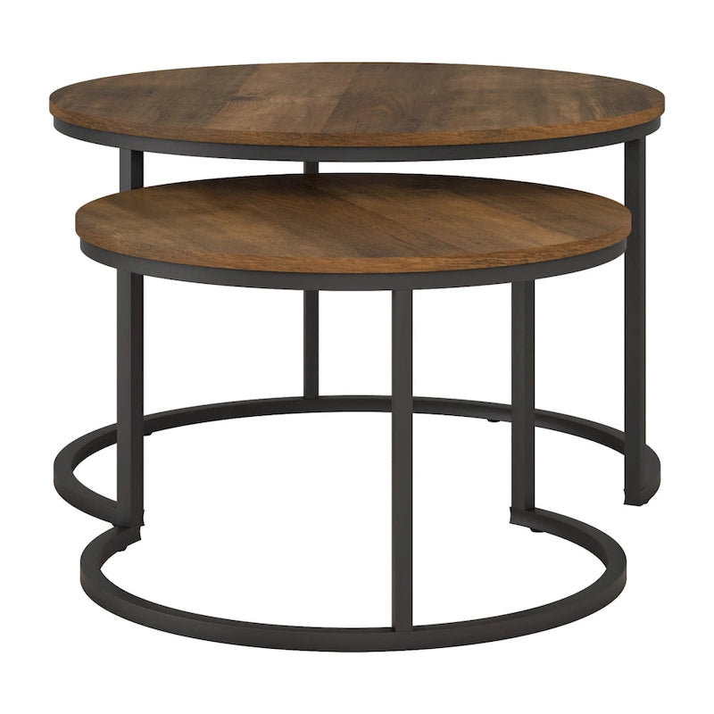 Tables basses gigognes rondes Fort Worth (ensemble de 2), marron
