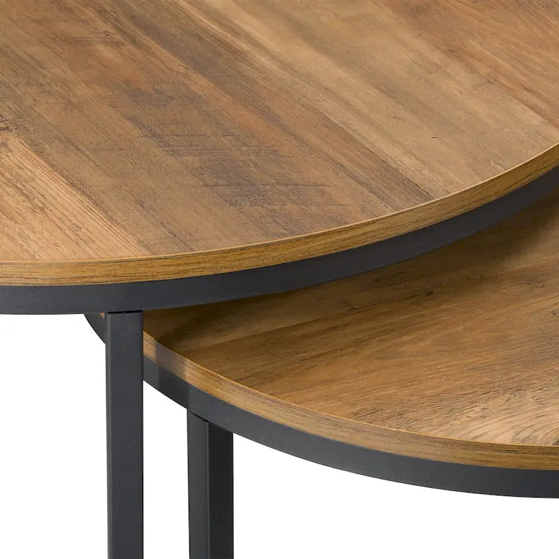 Tables basses gigognes rondes Fort Worth (ensemble de 2), marron