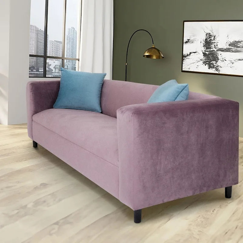 Mid Century Modern 3 Seater Sofa Velvet Solid Wood Frame Upholstered