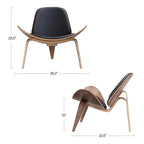 Fauteuil de salon en cuir tapissé, style coquille du milieu du siècle