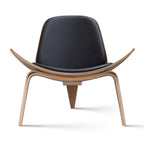 Fauteuil de salon en cuir tapissé, style coquille du milieu du siècle