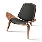Fauteuil de salon en cuir tapissé, style coquille du milieu du siècle