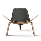 Fauteuil de salon en cuir tapissé, style coquille du milieu du siècle