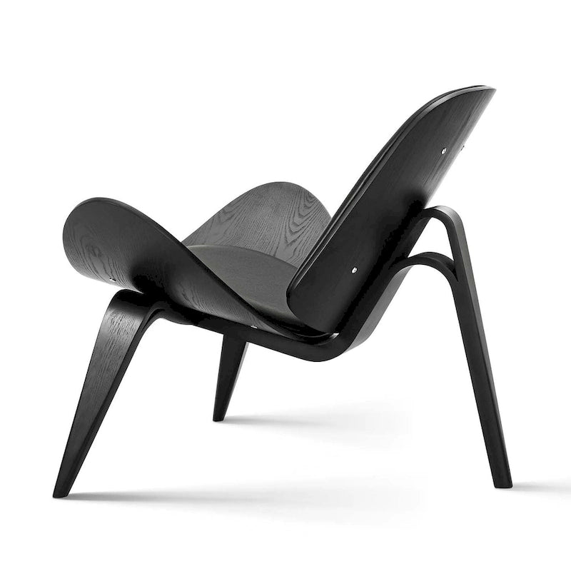 Fauteuil de salon en cuir tapissé, style coquille du milieu du siècle