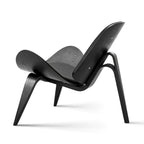 Fauteuil de salon en cuir tapissé, style coquille du milieu du siècle