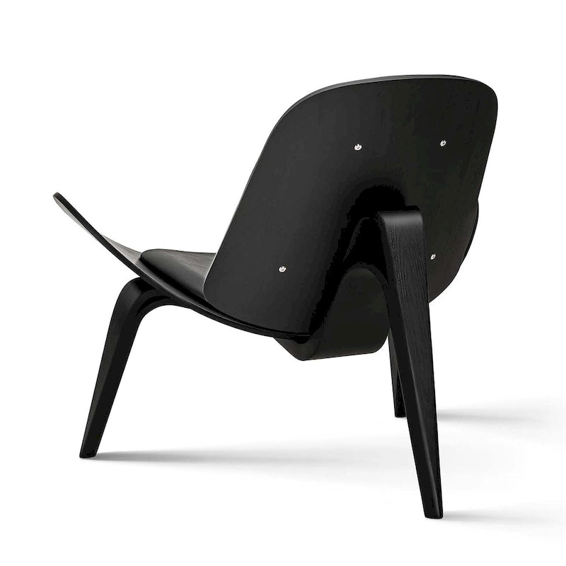 Fauteuil de salon en cuir tapissé, style coquille du milieu du siècle