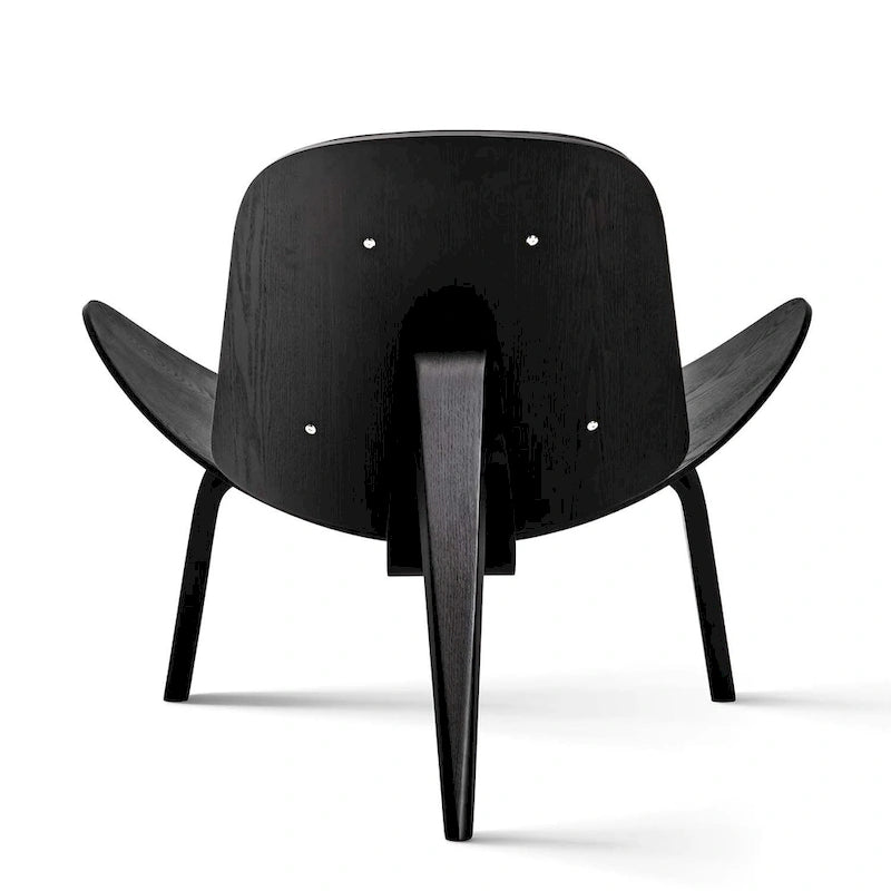 Fauteuil de salon en cuir tapissé, style coquille du milieu du siècle