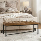 Eberhard Modern 50.5 Genuine Leather Upholstered Bench with Metal Legs by 