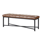 Banc rembourré en cuir véritable Eberhard Modern 50.5 avec pieds en métal par