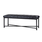 Banc rembourré en cuir véritable Eberhard Modern 50.5 avec pieds en métal par