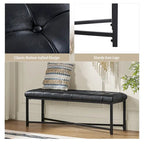 Banc rembourré en cuir véritable Eberhard Modern 50.5 avec pieds en métal par