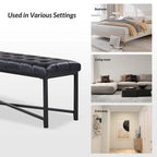 Banc rembourré en cuir véritable Eberhard Modern 50.5 avec pieds en métal par