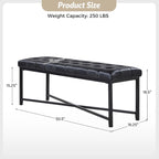 Banc rembourré en cuir véritable Eberhard Modern 50.5 avec pieds en métal par