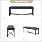 Banc rembourré en cuir véritable Eberhard Modern 50.5 avec pieds en métal par
