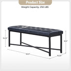 Banc rembourré en cuir véritable Eberhard Modern 50.5 avec pieds en métal par
