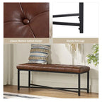Banc rembourré en cuir véritable Eberhard Modern 50.5 avec pieds en métal par