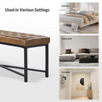 Banc rembourré en cuir véritable Eberhard Modern 50.5 avec pieds en métal par
