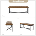 Banc rembourré en cuir véritable Eberhard Modern 50.5 avec pieds en métal par