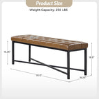 Banc rembourré en cuir véritable Eberhard Modern 50.5 avec pieds en métal par